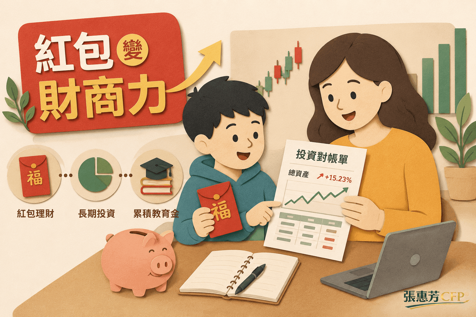 兒子拿紅包買個股也可以、每個月印對帳單出來看:紅包財商投資!